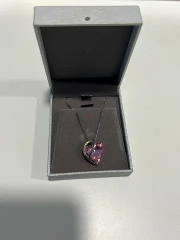 Silver Necklace with Pink Heart Pendant