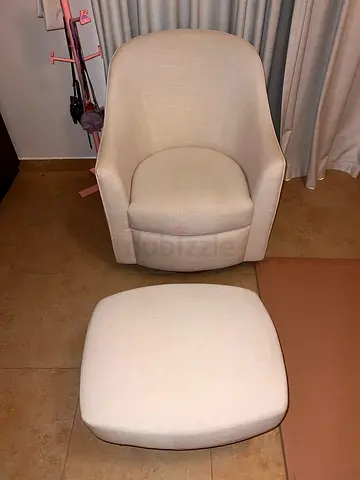 CrateBarrel Swin chair with ottoman