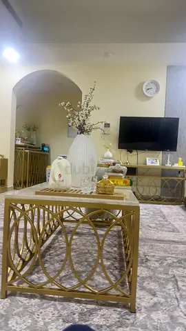 Gold metal coffee table with natural marble top - elegant living room set piece marble table 4 tabl