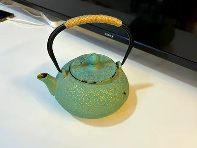 Cast Iron Teapot - Light Green Decorative Kettle