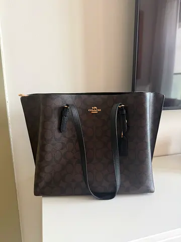Coach Monogram Canvas Tote Bag in Brown