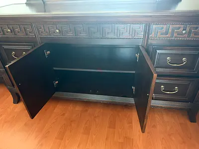 Dark Wood Sideboard / Buffet Cabinet with Storage plus two smaller side table cabinets