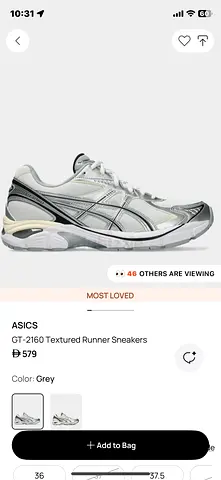 ASICS GT-2160 Textured Runner Sneakers - Grey, Size 43