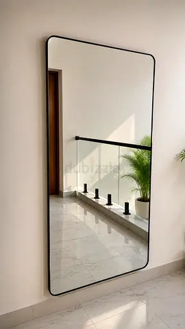 Large Wall Mirror with Slim Black Frame - Modern Full-Length