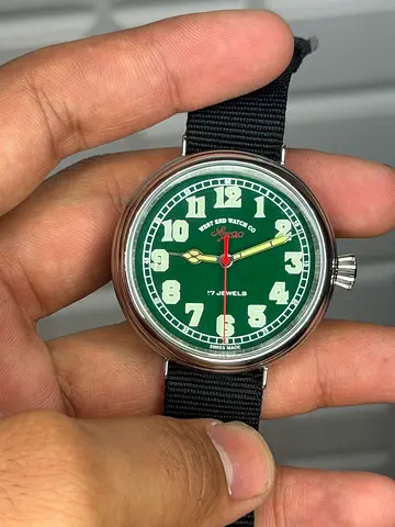 West End Watch Co. Sowar with a green dial