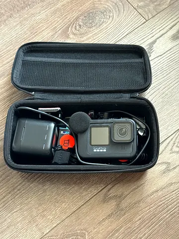 GoPro HERO 9action camera with mic mod + 4 batteries + charger + case + accessories