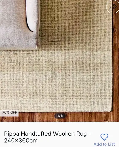 Hand-tufted Large Wool Rug 240 x 360 cm - Neutral Beige Cream