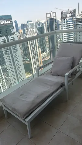 Two Beige Outdoor/Patio Chaise Lounges with Cushions