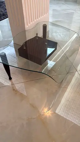 Curved Glass Coffee Table with Wooden Base - Good Condition for free