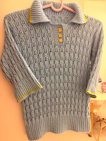 Handmade Skyblue knitted polo