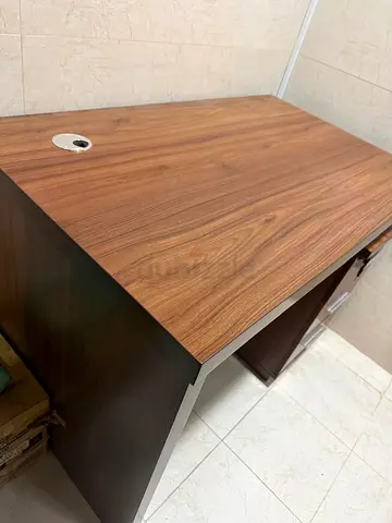 Oak Laminate Computer Desk + Matching Bookshelf – Lockable Home Office Set