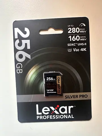 LEXAR PROFESSIONAL 256GB SILVER PRO SDXC UHS-II CARD, UP TO 280MB/S READ, 160MB/S WRITE,C10 U3 V60