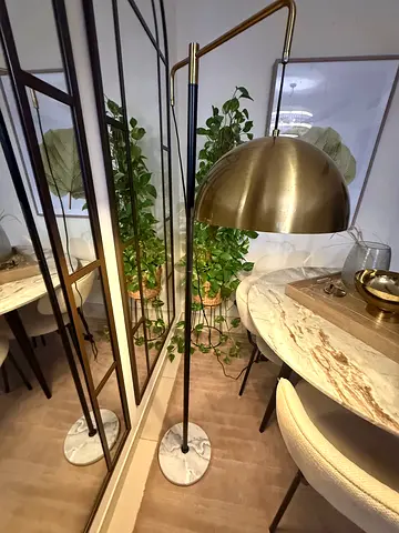 Bloomr modern brass floor lamp with marble base