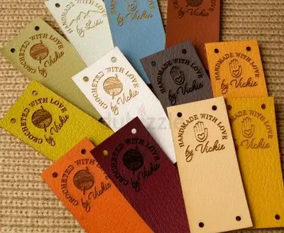 Handmade leather clothing tags - assorted colors (set)