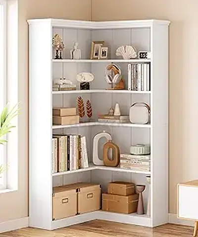Corner Bookshelf 72.8in Farmhouse Bookcase