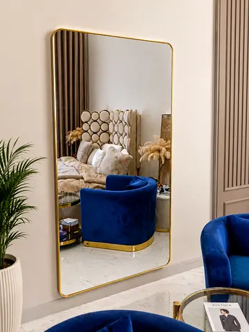 Large Gold Framed Wall Mirror - Modern Rectangular Full-Length