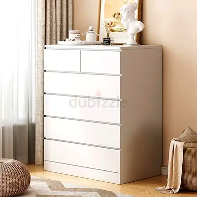 Modern 6 Drawer Tall White Dresser – Sleek Chest of Drawers