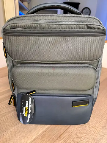 Grey Samsonite Cordura backpack with front pockets - good condition