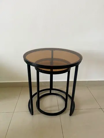 Glass Top Nest of Coffee Tables - Set of 2