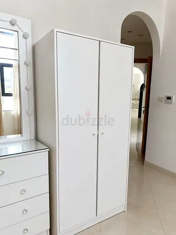 Simple White 2-Door Wardrobe - Good Condition