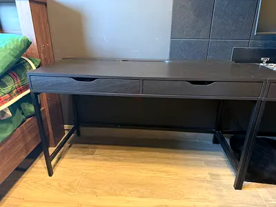 IKEA office table with cable organization and 2 drawers