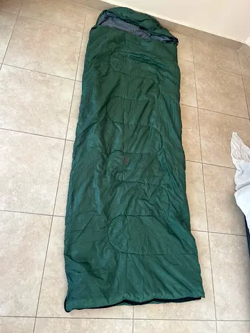 Green rectangular sleeping bag - lightweight camping sleeping bag