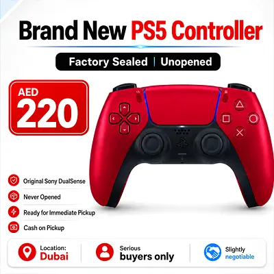Brand New Red PS5 DualSense Controller – Sealed, AED 220 (Dubai)