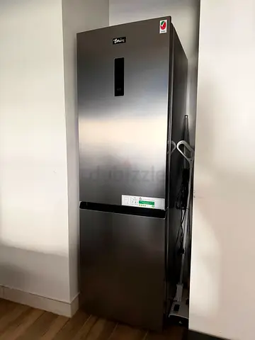 Silver 2-Door Refrigerator with Bottom Freezer - Good Condition