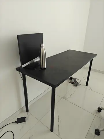 Simple black study/office desk - sturdy rectangular table