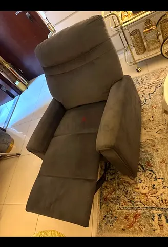 Comfortable single recliner armchair - dark grey, good conditio