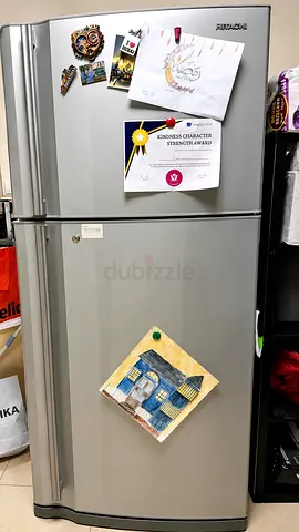 XL Silver double-door fridge in good working condition (top freezer)