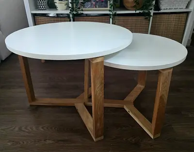 Oak leg center tables