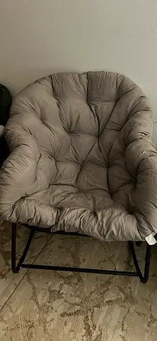Comfy padded lounge chair with metal frame - light grey