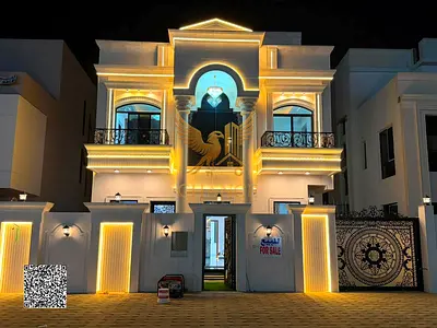Luxury classic villa in Al Helio 2 on a main road, 15m front setback, 6 bedrooms, majlis, hall, rooftop, freehold for all nationalities.