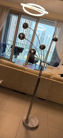 CB2 Modern Designer 5-Light Arc Floor Lamp with Marble Base