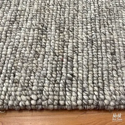 Handwoven chunky wool rug - neutral grey, 120x180 cm (approx)