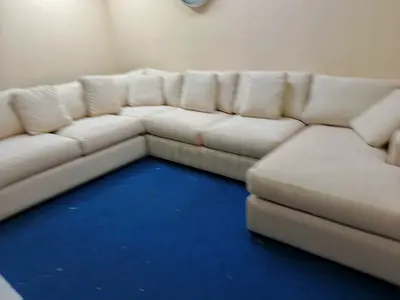 Expensive quality crate and barrel beige color Ushape sofa