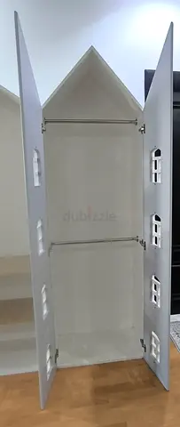 White Kids Wardrobe with Two Hanging Rails — Good Condition