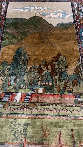 Handmade Vintage Middle Eastern Pictorial Wool Rug - 3x5ft
