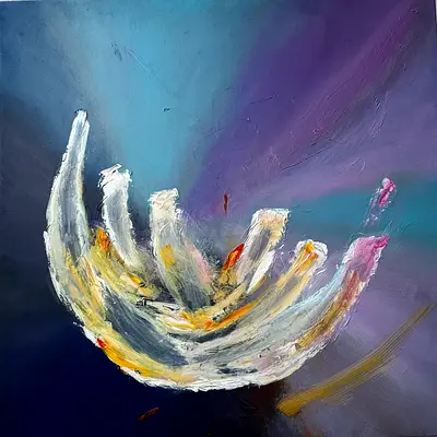 Original Abstract Floral Oil Painting on Canvas - Signed