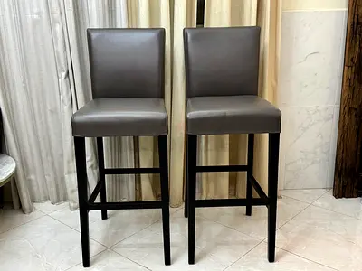 Crate and barrel lowe smoke leather Bar Stools