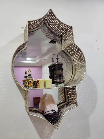 Ornate Moroccan-style Wall Mirror with Shelf