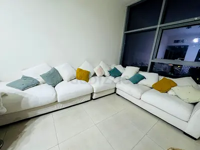 Large White L-Shaped Fabric Sofa — Comfortable 5-6 Seater