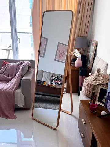 Modern Full Length Standing Mirror with Wooden Frame