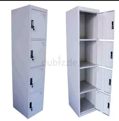 4-Tier Metal Staff Locker Cabinet - Gray, Good Condition