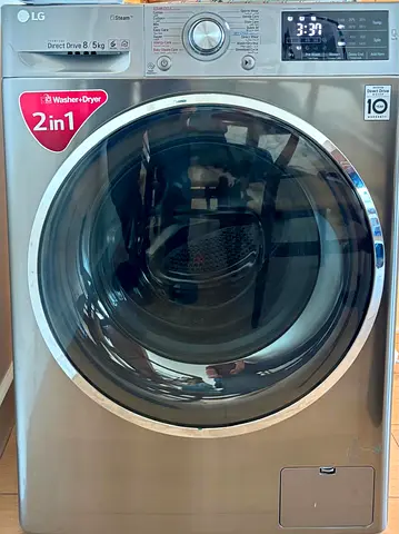 LG 2-in-1 Front Load Washer Dryer 8/5kg - Silver, Good Condition