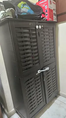 4-Door Wooden Shoe Cabinet / Multi-Purpose Storage Cabinet