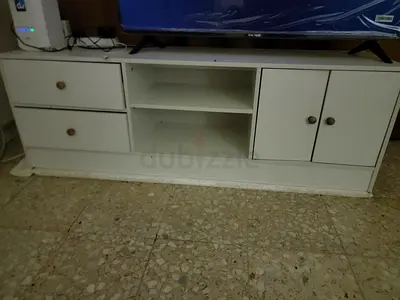White TV Cabinet / Entertainment Unit with Storage - Good Condition