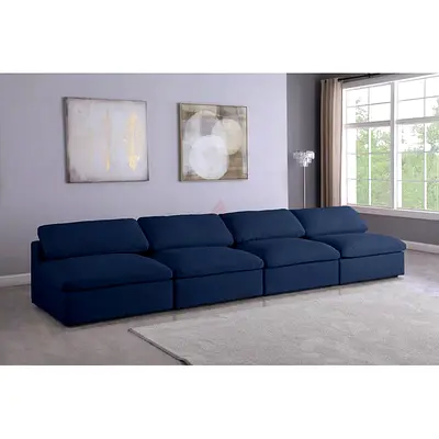 Navy blue armless 4 seater sofa