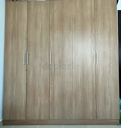 5-door wooden wardrobe / built-in style - light oak finish
